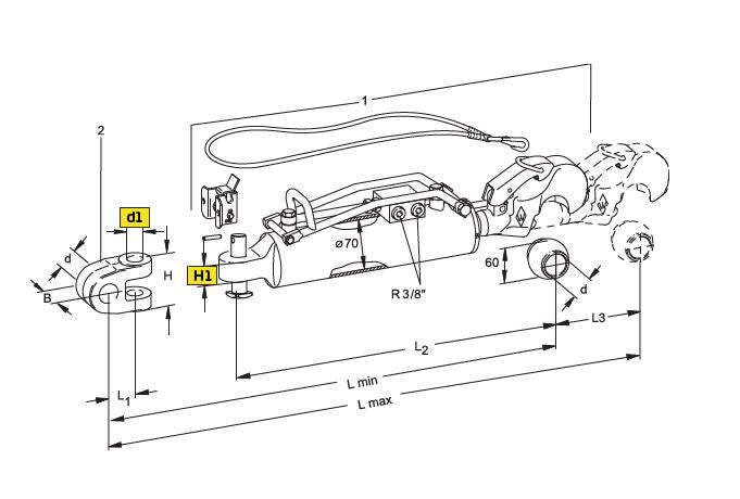 Walterscheid barre de poussée hydraulique avec amortissement intégré CAT.3S L602-852 - 1207239
