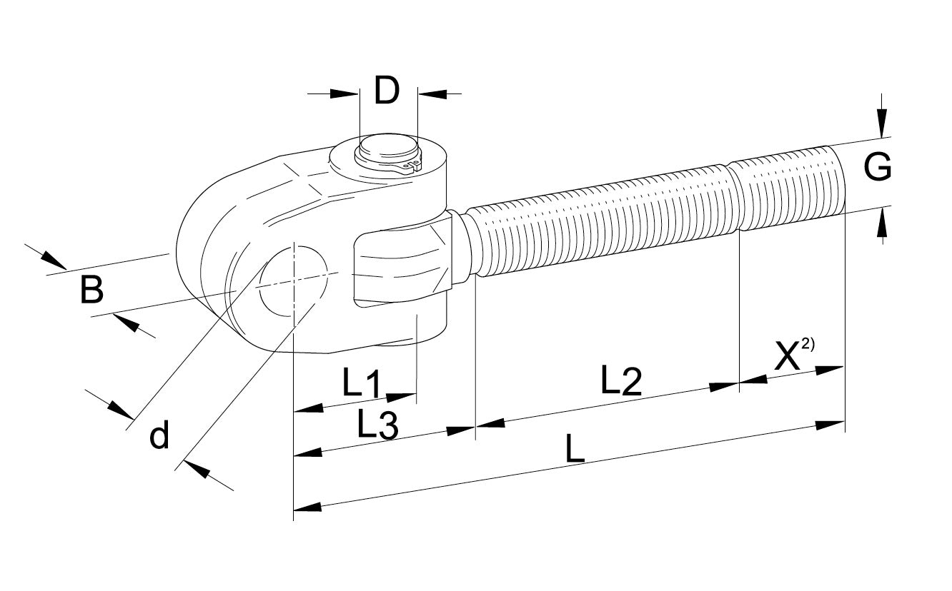 Walterscheid tirant a chape articulée dessin technique