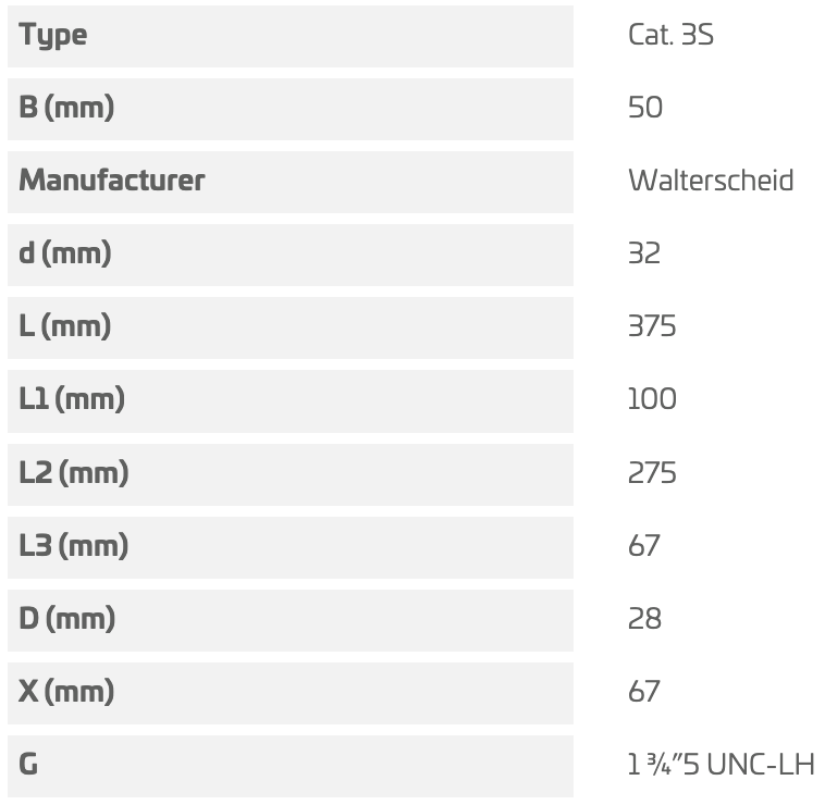 Walterscheid tirant a chappe articulée CAT.3S M1"3/4 5UNC-LH - L308 - 1203631