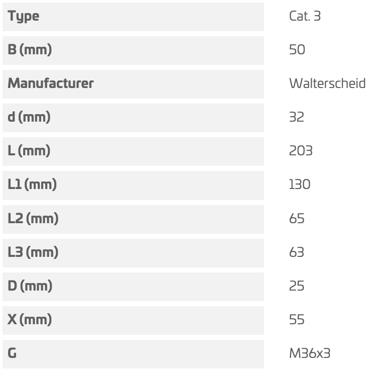 Walterscheid tirant a chape articulée CAT.3 M36x3-RH - L120 - 1083632
